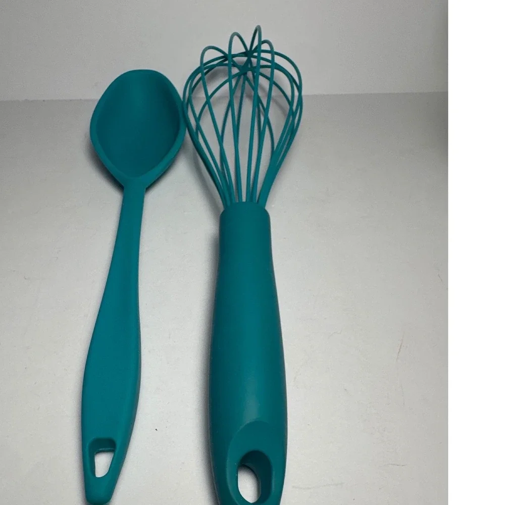 Core Kitchen Whisk and Spoon Set  Teal Blue Silicone Tools